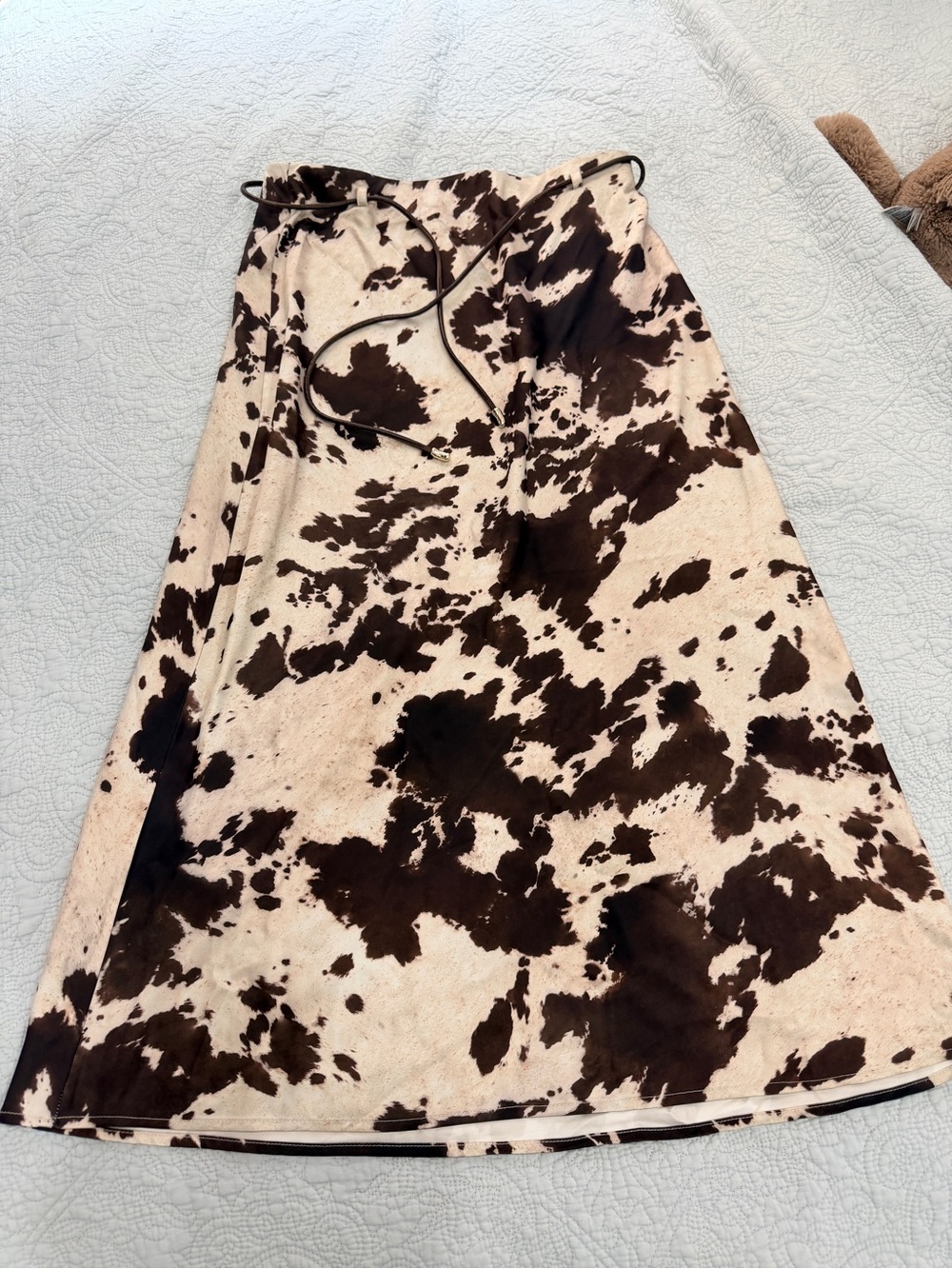 Rachel Zoe Brown & Cream Cow-Print A-Line Midi Skirt